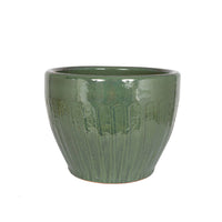 Eden Ceramic Glazed Low Planter Pot Green 28cm