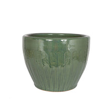 Eden Ceramic Glazed Low Planter Pot Green 36cm