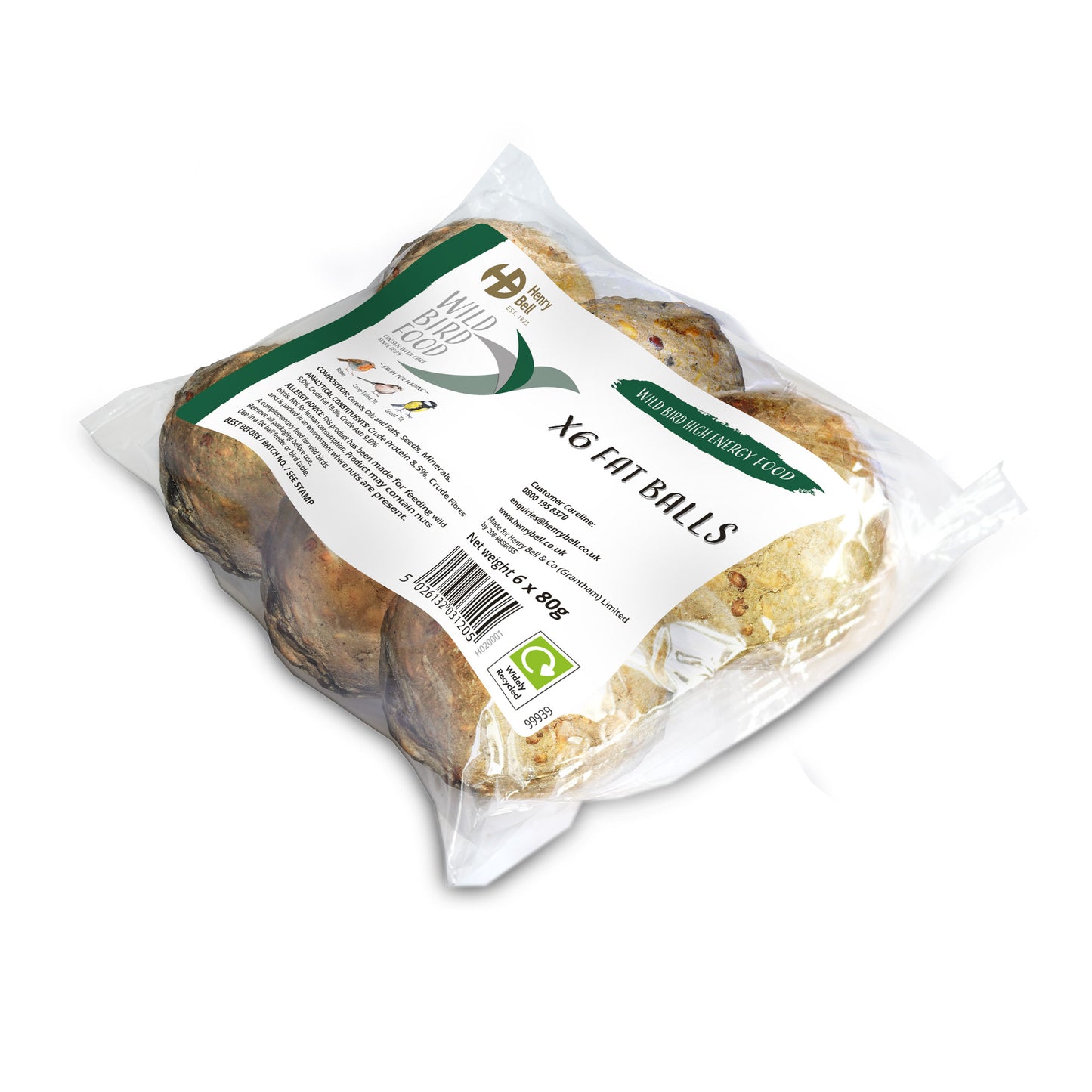 Henry Bell Fat Balls for Birds 6 Pack