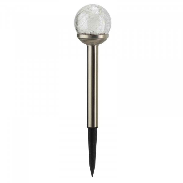 Crackle Globe Stainless Steel Solar Stake Path Light 35cm - 5 Pack