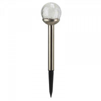 Crackle Globe Stainless Steel Solar Stake Path Light 35cm - 5 Pack