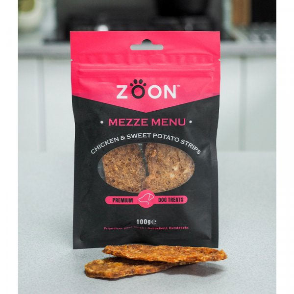 Mezze Menu Chicken & Sweet Potato Strips Dog Treats - 100g