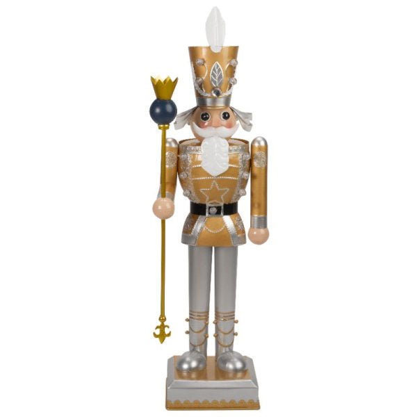InLit Nutcracker Gold & White Decoration 80cm