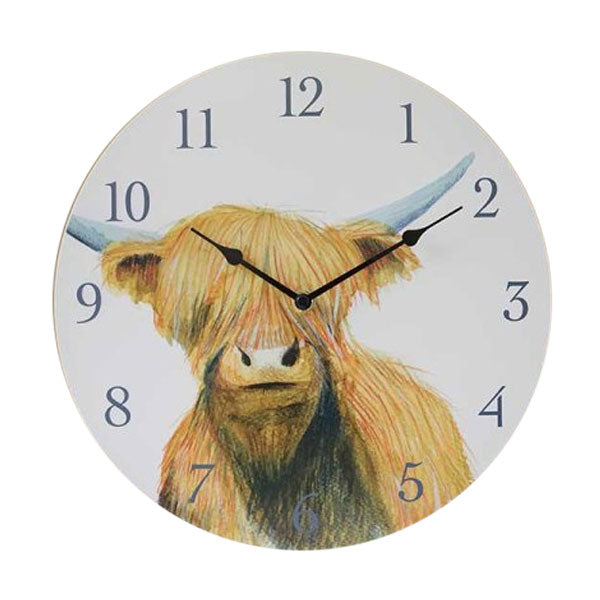 Highland Cow Wall Clock 12in