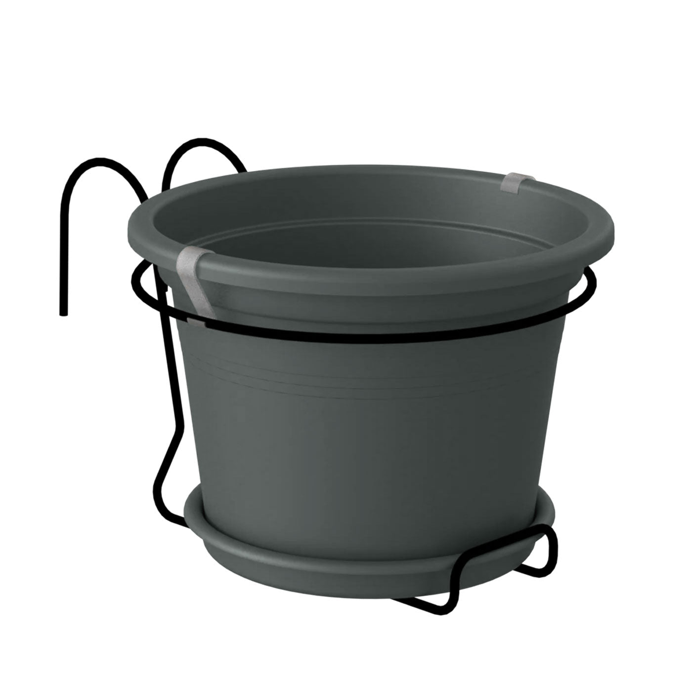 Venezia Plastic Pot Balcony Kit Anthracite 20cm