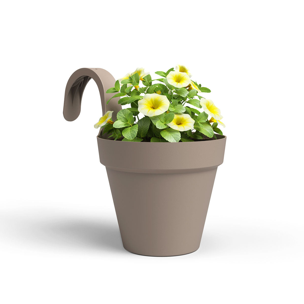 Capri Plastic Balcony Single Pot Taupe 20cm