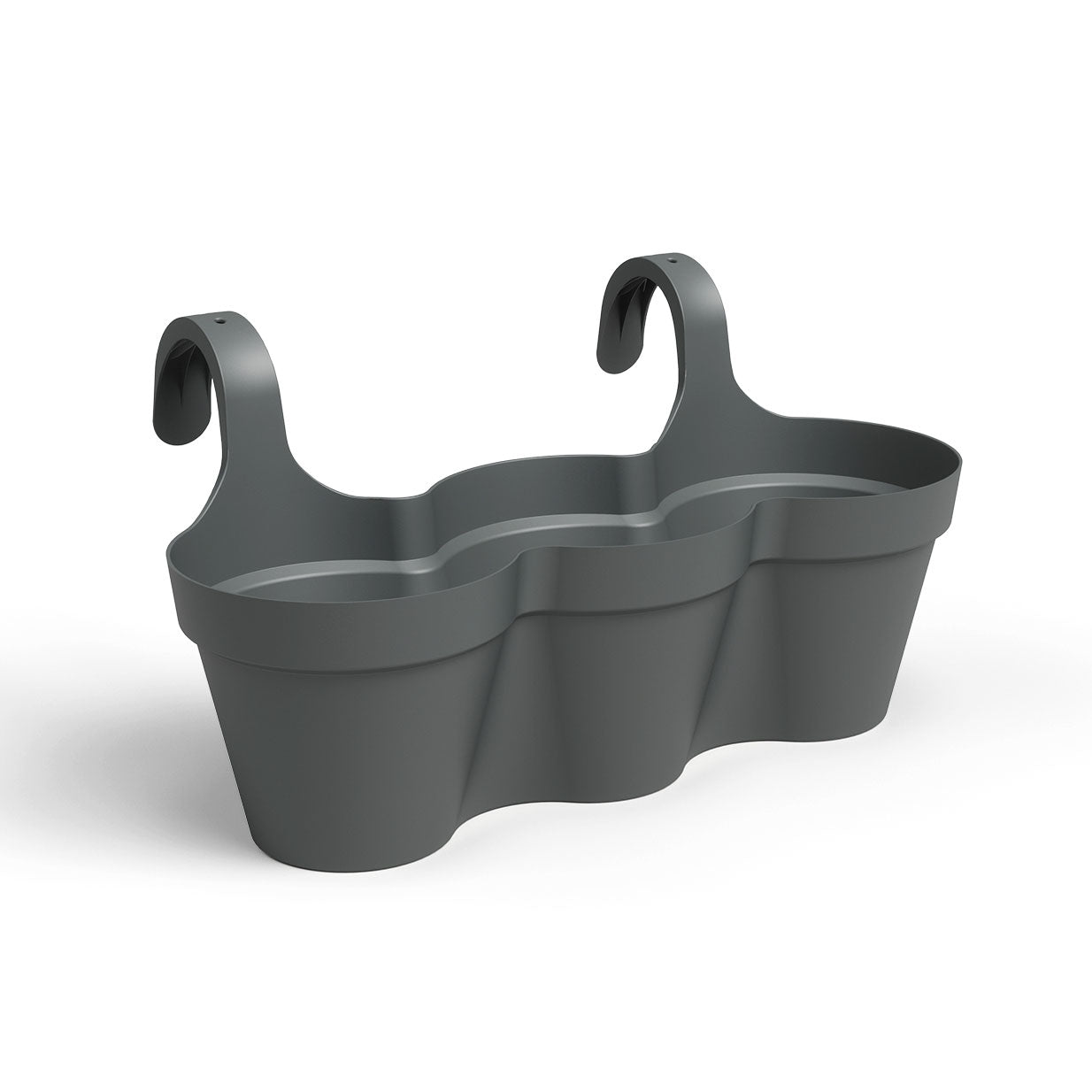 Capri Balcony Plastic Triple Pot Anthracite 54cm
