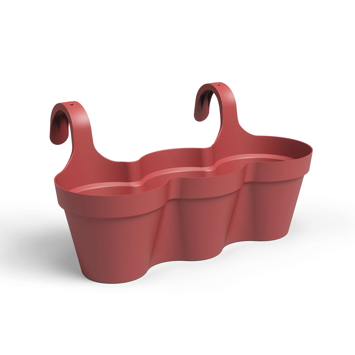 Capri Balcony Plastic Triple Pot Dark Red 54cm