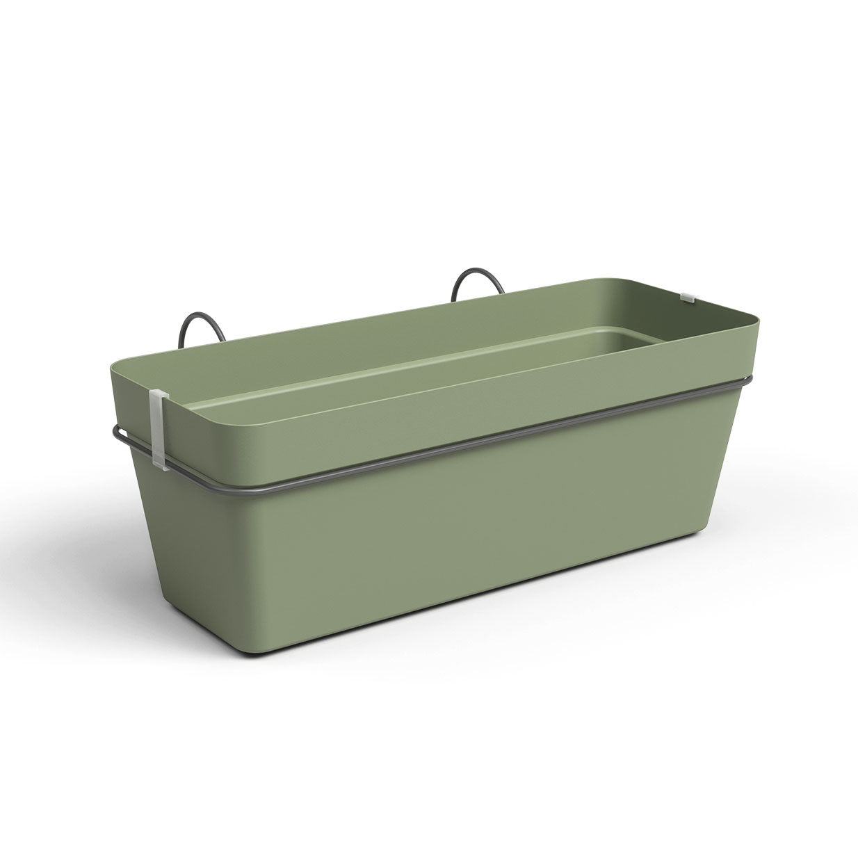 Capri Balcony Plastic Plant Box Water Reserve Kit Ash Green 50cm