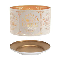Merry Christmas Shade & Tray Candle Holder White 15cm
