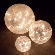 Set of 3 Light-Up Crackle Glass Orb Lights with 60 Warm White LEDs