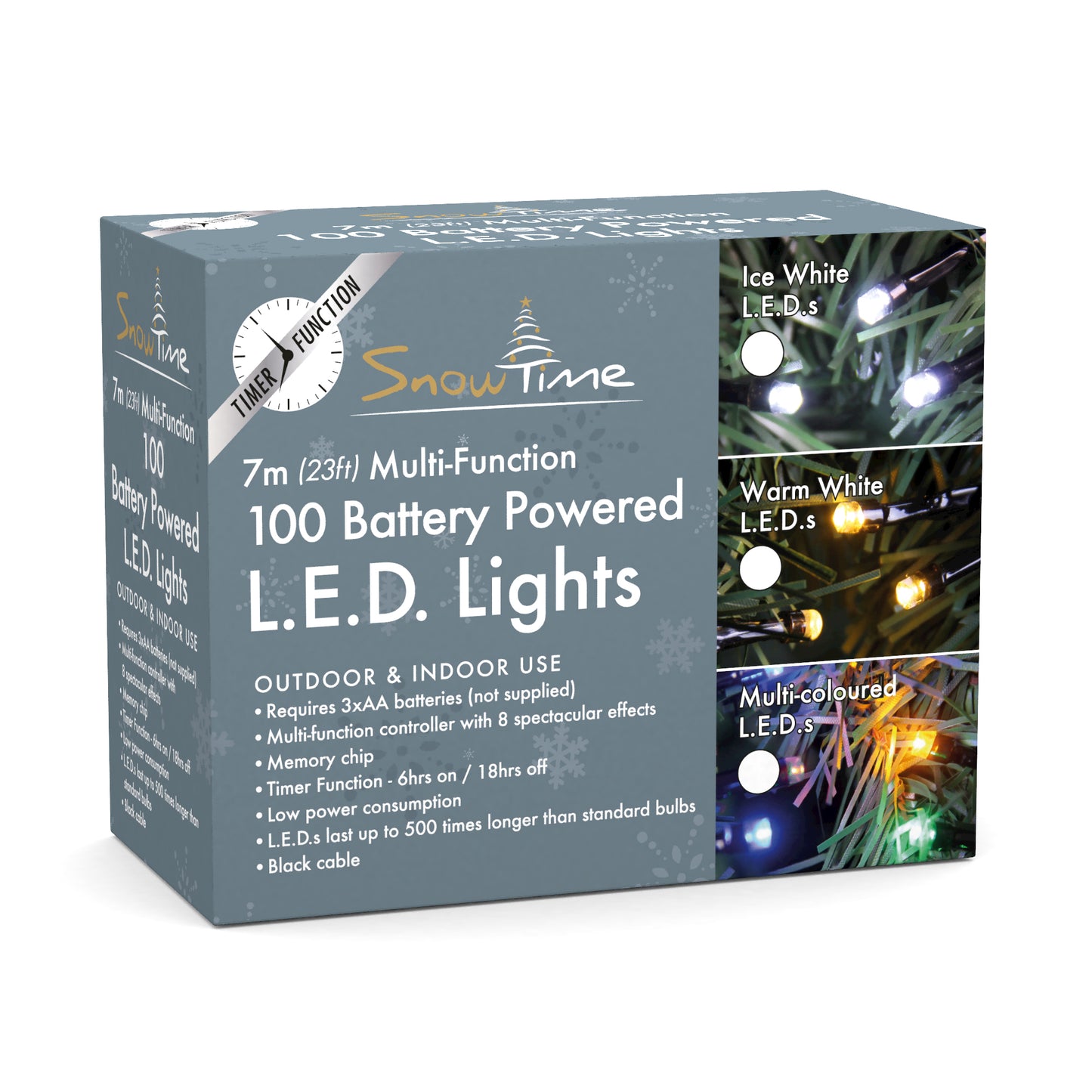 100 LED Battery Operated Outdoor Lights with Timer | Warm White Chasing Fairy Lights