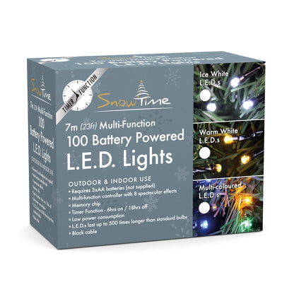 100 LED Battery Operated Outdoor Lights with Timer | Warm White Chasing Fairy Lights