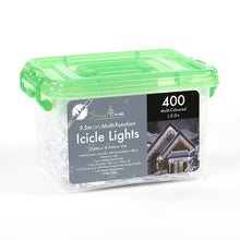 400 Multi-Function LED Icicle Lights in Multi-Colour on White Cable with Timer & Memory