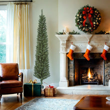 7ft Green Pencil Pine Artificial Christmas Tree - Slim & Space-Saving Design