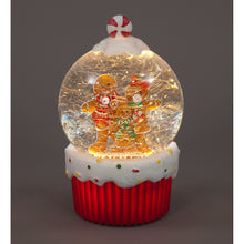 Gingerbread Family Light-Up Snow Globe | 19cm LED Water Spinner with Timer
