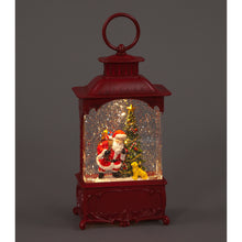Light-Up Christmas Water Lantern with Santa, Dog & Swirling Glitter (24cm)