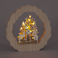 22cm Wooden Village Deer Scene Decoration