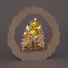 22cm Wooden Village Deer Scene Decoration