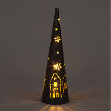35cm Metal Cone Winter Scene Decoration