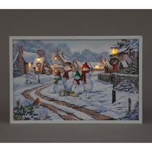Festive Light-Up Snowman Canvas Print (40x60cm) | Artwork by Richard Macneil