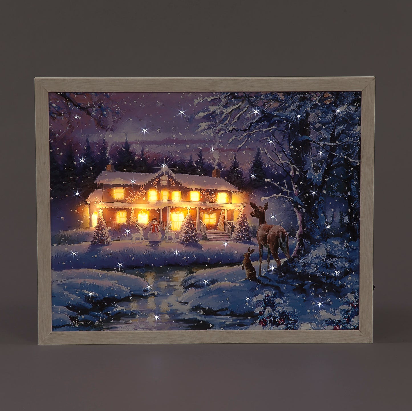 Battery Operated 40x50cm Framed Canvas | Macneil Christmas Scene