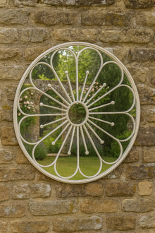 80cm Large Outdoor Round White Flower Garden Mirror