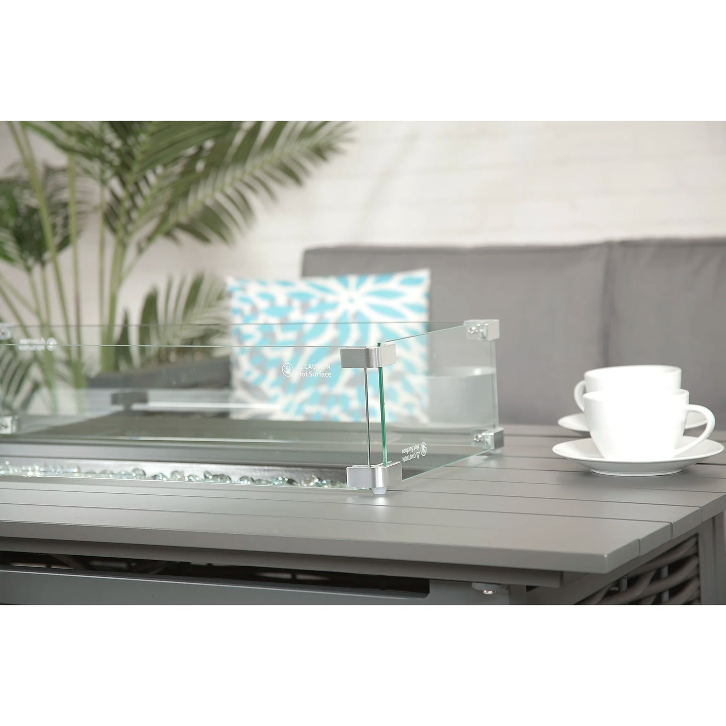Aluminium Outdoor Dallas Grey Garden Sofa Set with Firepit table