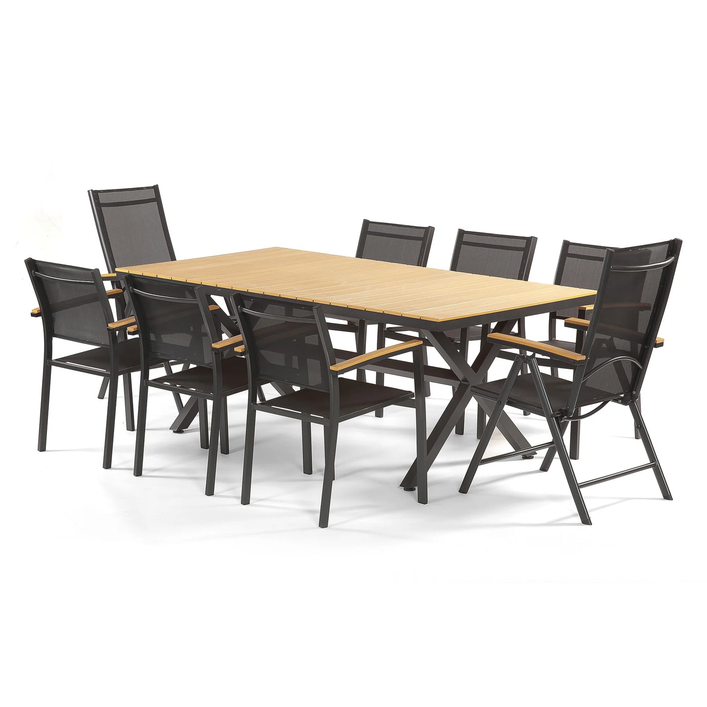Venice 2m Aluminium Outdoor Garden Furniture Dining Collection with Stacking Chairs