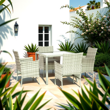 Fiji 4 Seat Outdoor Rattan Dining Set Grey