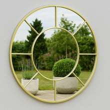 90cm Round Panelled Mirror Gold
