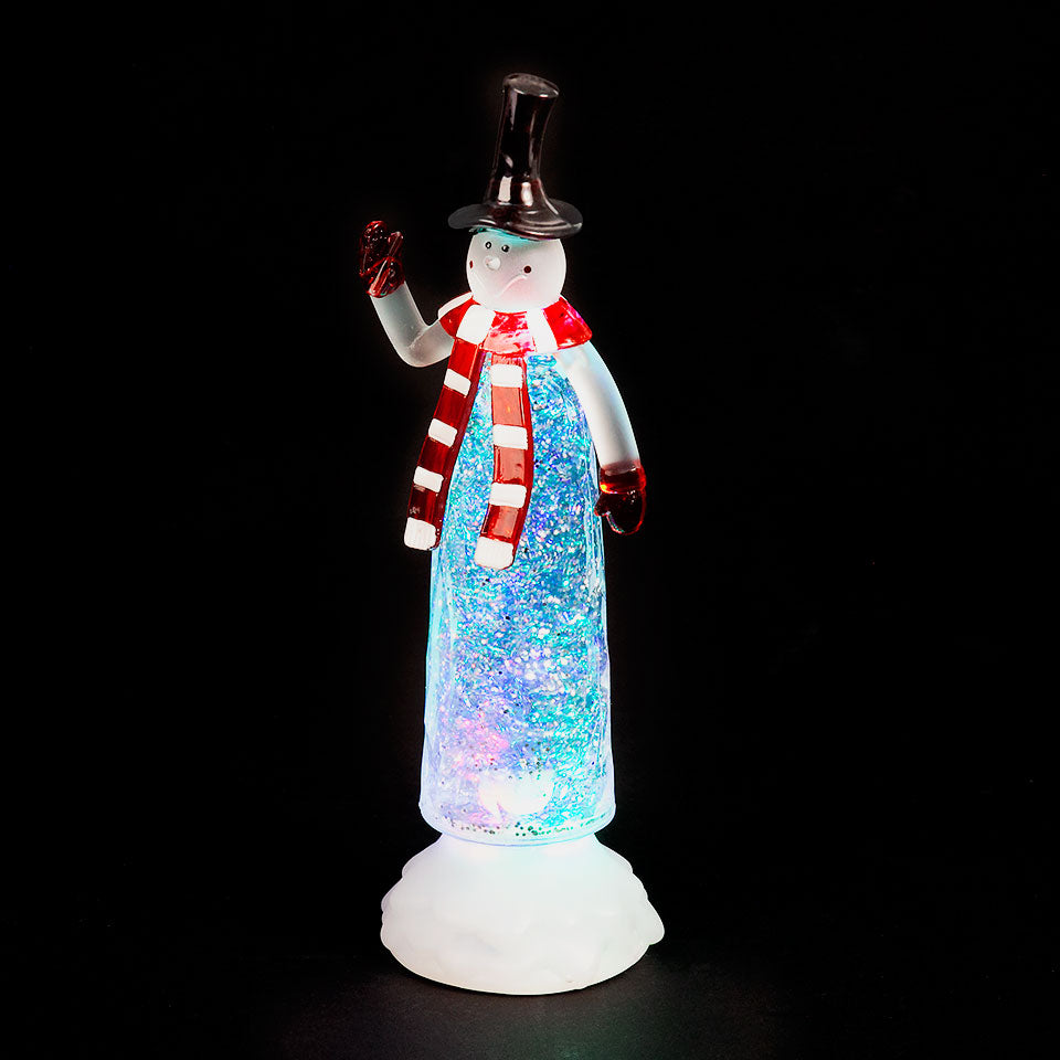 Battery Operated 27cm Water-filled Snowman with Colour Change LEDs