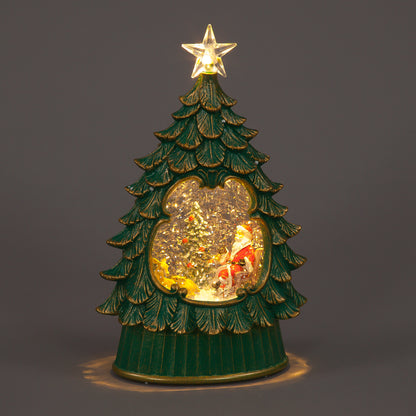 26cm Light-Up Christmas Water Tree | Santa Scene with Timer & Warm White LEDs