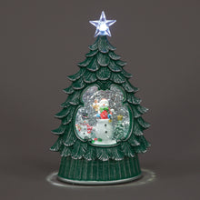 Decorative Christmas tree with snowman and star on a gray background