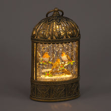 24cm Gold Robin Water Lantern Cage with Timer | Light-Up Christmas Decoration