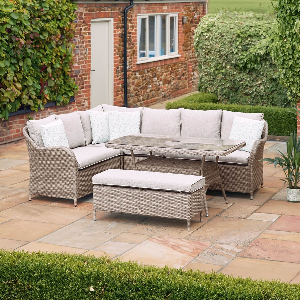 Corner Sofa Set with Rectangular Table
