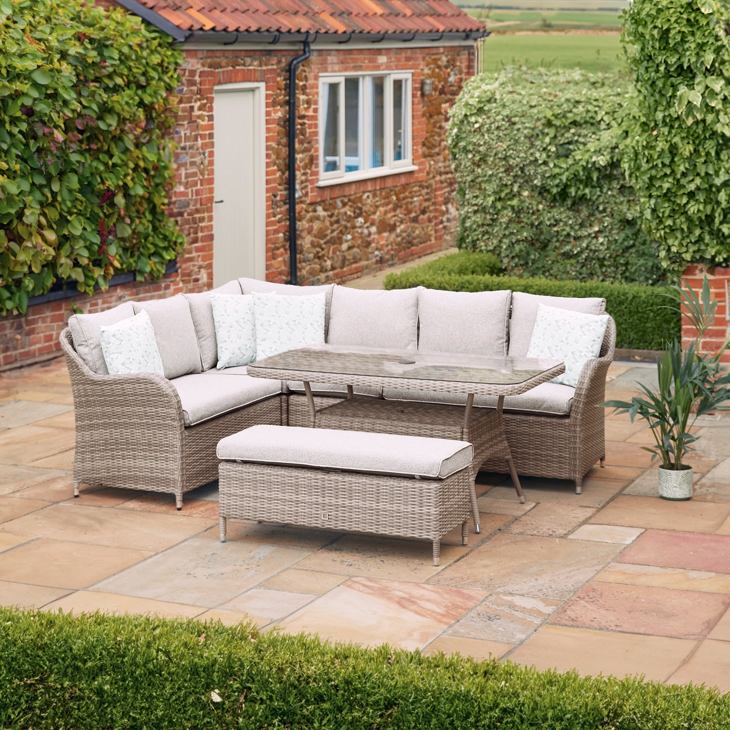 Corner Sofa Set with Rectangular Table