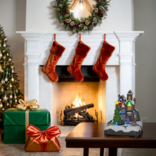 Animated Christmas Village Scene with Moving Train, Lights & Music