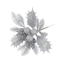 Glitter Holly & Pinecone Pick