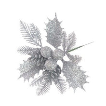 Glitter Holly & Pinecone Pick