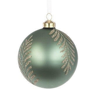 GLASS Claire Bauble 10cm Sage
