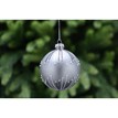 8cm matt silver glass ball - white glitter lines