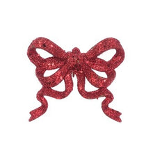 Glittered Bow Clip 11cm Red