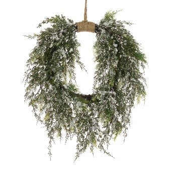 Snowy Cedar Jute Wreath 64cm