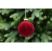 8cm red flocked glass ball