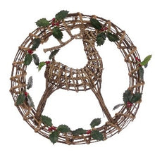 Rattan Deer Wreath W/Holly 56