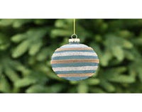 8cm frosted green glass ball with gold bands