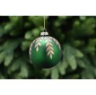 8cm matt green glass ball - matt gold glitter leaf