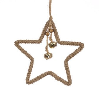 Rope Star W/Gold Bells 15cm
