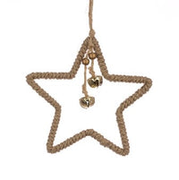Rope Star W/Gold Bells 15cm